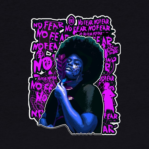 No Fear Strong Black Woman Afro by Glass Table Designs